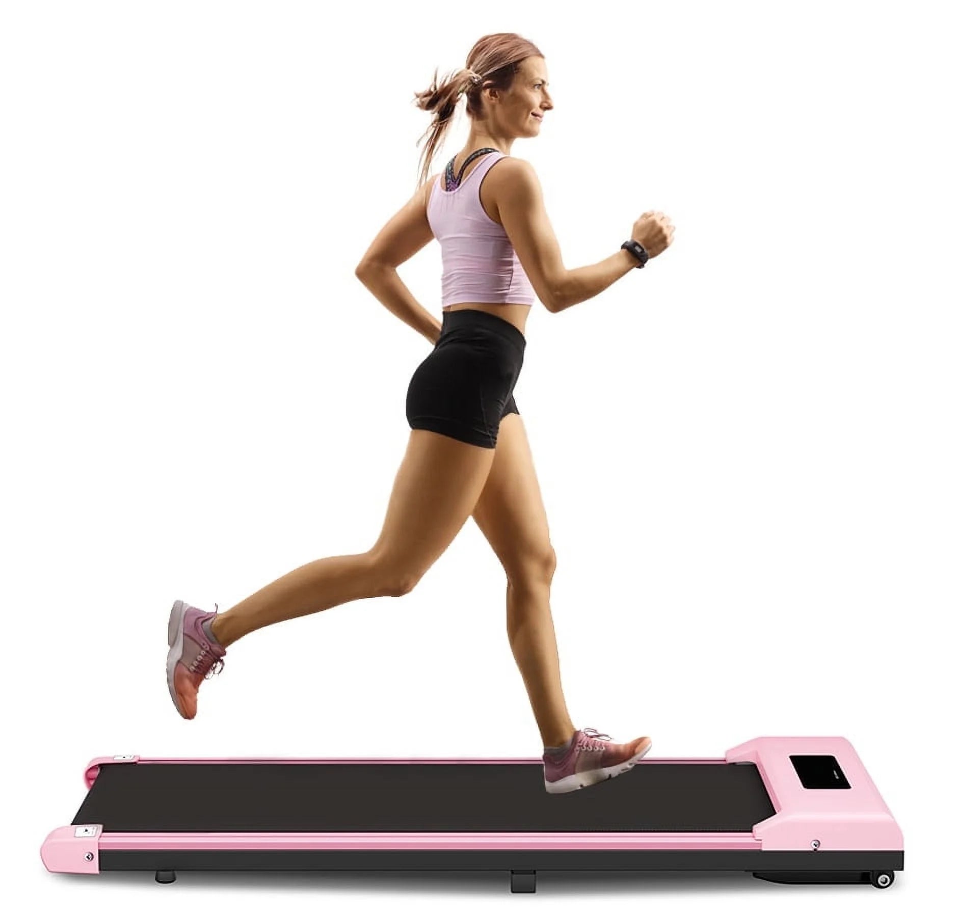Bigzzia Walking Pad Untertisch-Laufband mit LCD-Display Pink