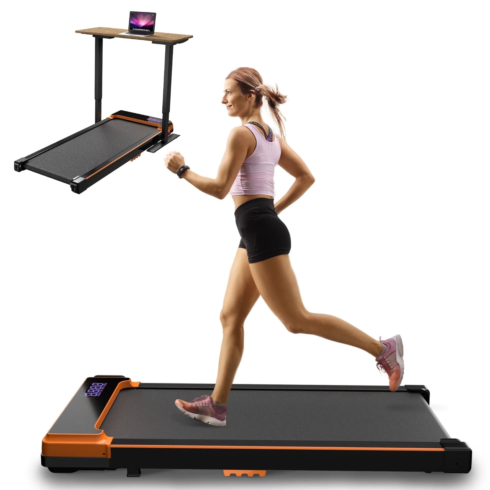 Coolhut 2-in-1 Walking Pad Untertisch-Laufband, 2,5 PS, klappbar, Schwarz