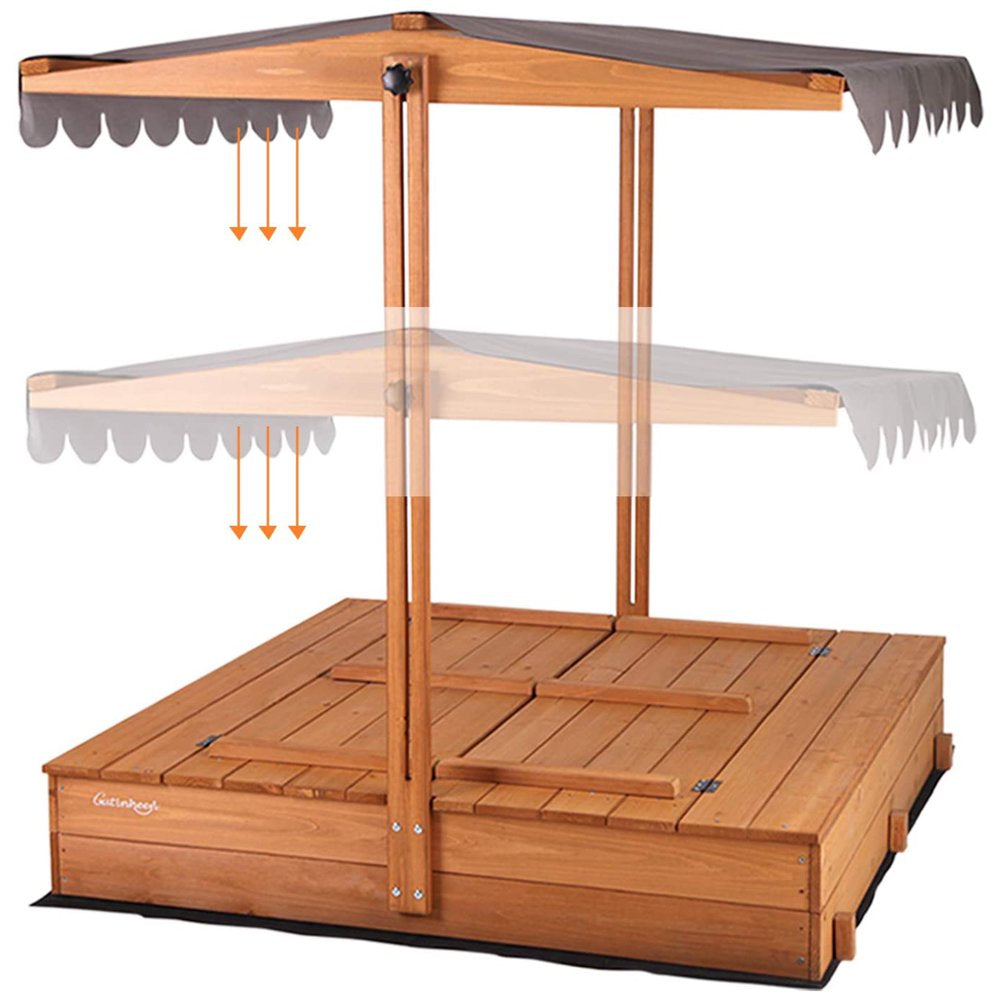 Morgete Outdoor-Sandkasten 120cm mit Deckel und Sitzbank