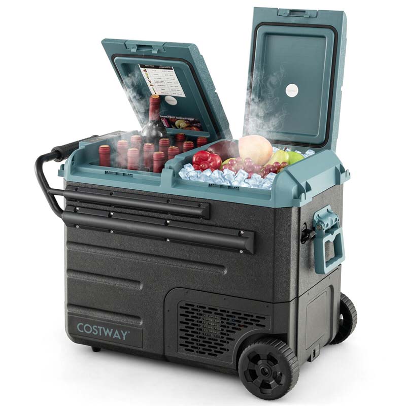 Autokühlschrank 48L Dual-Zone mit Rädern, 12V/24V/230V, Kompressor