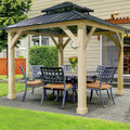 10 x 10 Fuß Outdoor-Pavillon mit Holzrahmen und Metalldach