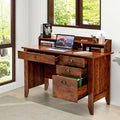 Vintage Schreibtisch 122cm mit 4 Schubladen und Aufsatz