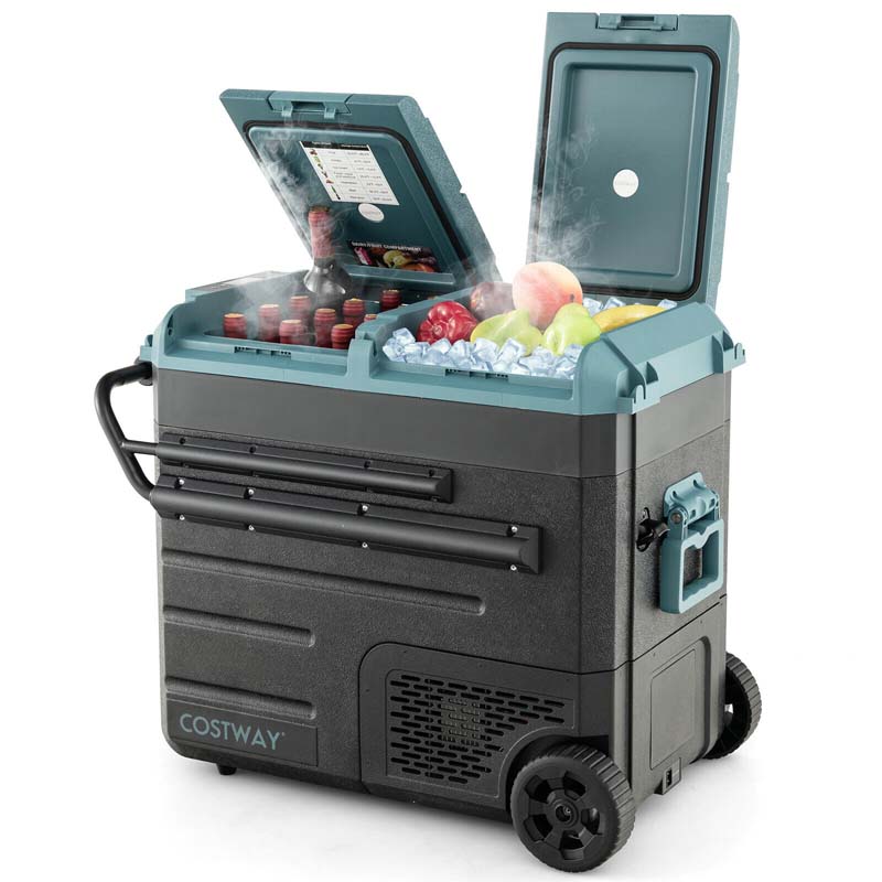 Autokühlschrank 58L Dual-Zone mit Rädern, 12V/24V/230V, tragbar
