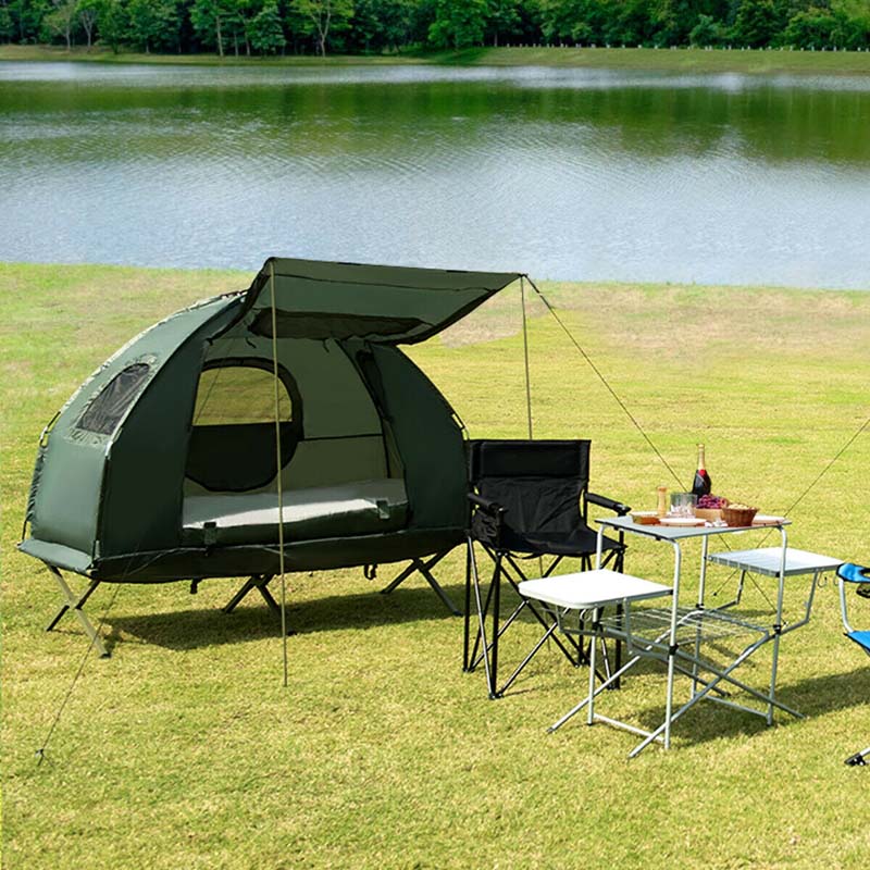 5-in-1 Campingzelt mit klappbarem Feldbett, für 2 Personen