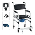 2-in-1 Faltbarer Duschrollstuhl und Toilettenstuhl aus Aluminium